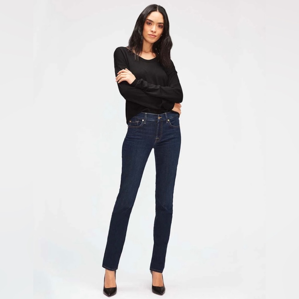 NWOT 7 For All Mankind Roxy Dark Indigo Jeans 5 Pockets Style P179080U-080U